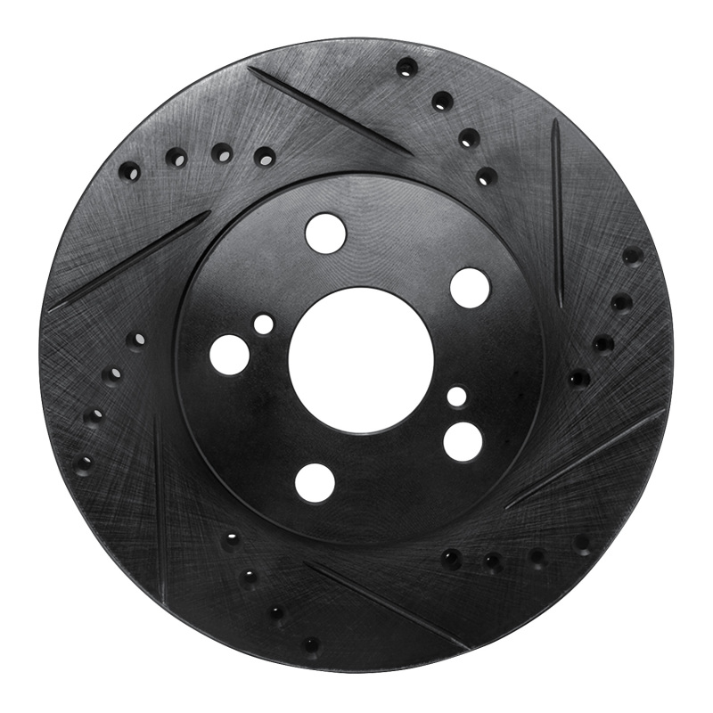 Toyota Celica Brake Rotor (1) - Front Right - R1 Concepts - Drilled & Slotted - Black - `94-`00